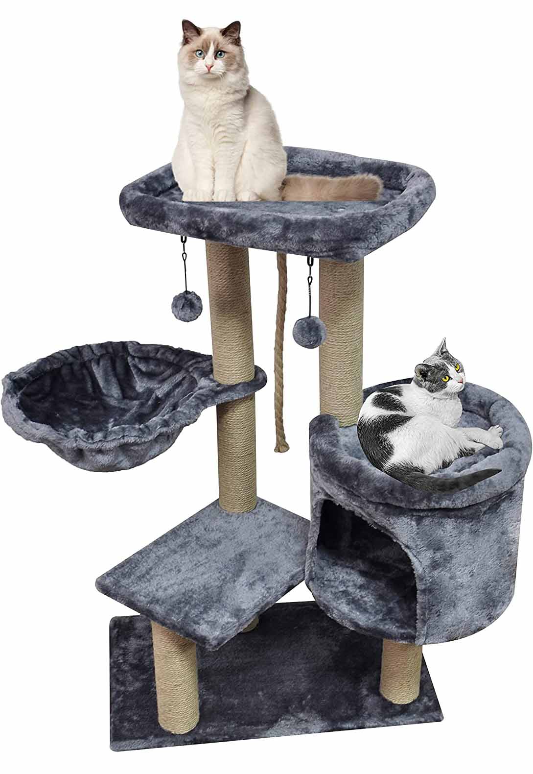 Youpet Fashion Design Cat Tree s Cat Condo Houpací sítí a dvěma náhradními závěsnými míčky