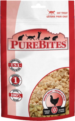 Surové kočičí pamlsky z mrazem sušených kuřecích prsou PureBites