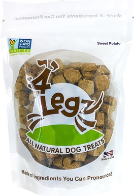 4Legz organické sladké brambory Všechny přírodní křupavé pamlsky pro psy bez GMO