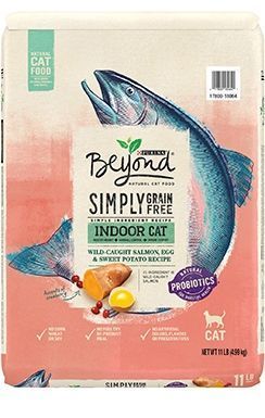 Purina Beyond Simply Indoor Rezept für wild gefangenen Lachs, Ei und Süßkartoffeln Getreidefreies Trockenfutter für Katzen