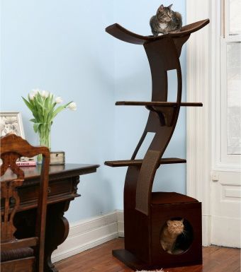 De verfijnde katachtige Lotus 69-inch kattenboom van microvezel