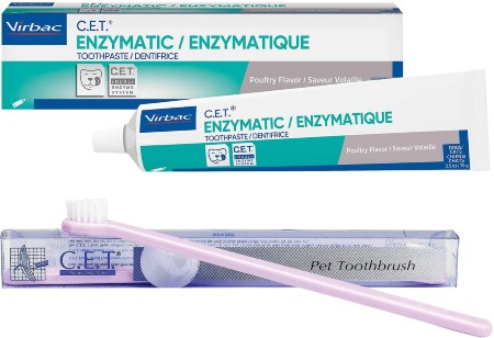 Virbac C.E.T. Enzymatická zubní pasta s příchutí drůbeže + zubní kartáček pro psy