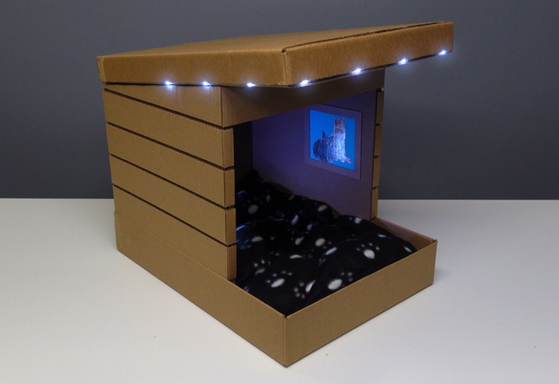 DIY kartonový domeček pro kočky