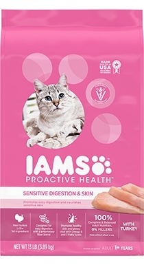 Iams Proaktivní zdraví citlivé zažívání a kůže Suché krmivo pro kočky krůtí