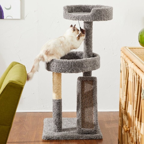 Frisco Real Carpet Cat Tree s vyměnitelným škrabadlem na vlnitou lepenku
