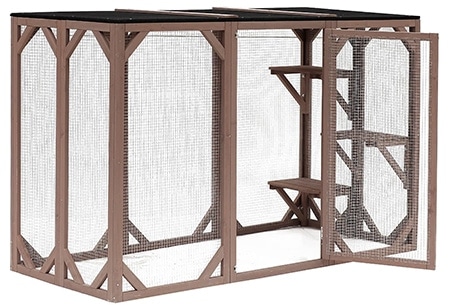 Dřevěné venkovní Catio PawHut se 3 platformami