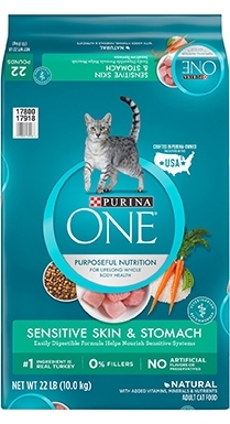 Suché krmivo pro kočky Purina ONE pro citlivou pokožku a žaludek