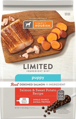 3Simply Nourish Limited Ingredient Diet Sladké brambory a losos Recept na suché krmivo pro psy pro štěňata