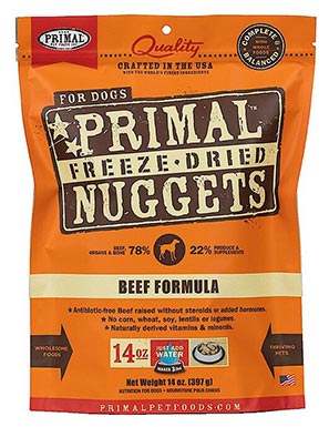 Primal Beef Formula Nuggets Syrové mrazem sušené krmivo pro psy bez obilovin