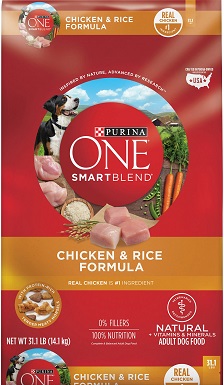Suché krmivo pro psy 2Purina ONE SmartBlend pro dospělé s kuřecím masem a rýží
