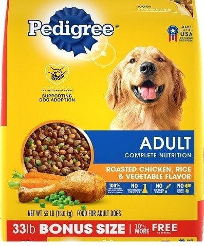 Kompletní výživa Pedigree pro dospělé Suché krmivo pro psy Pečené kuře s příchutí rýže a zeleniny