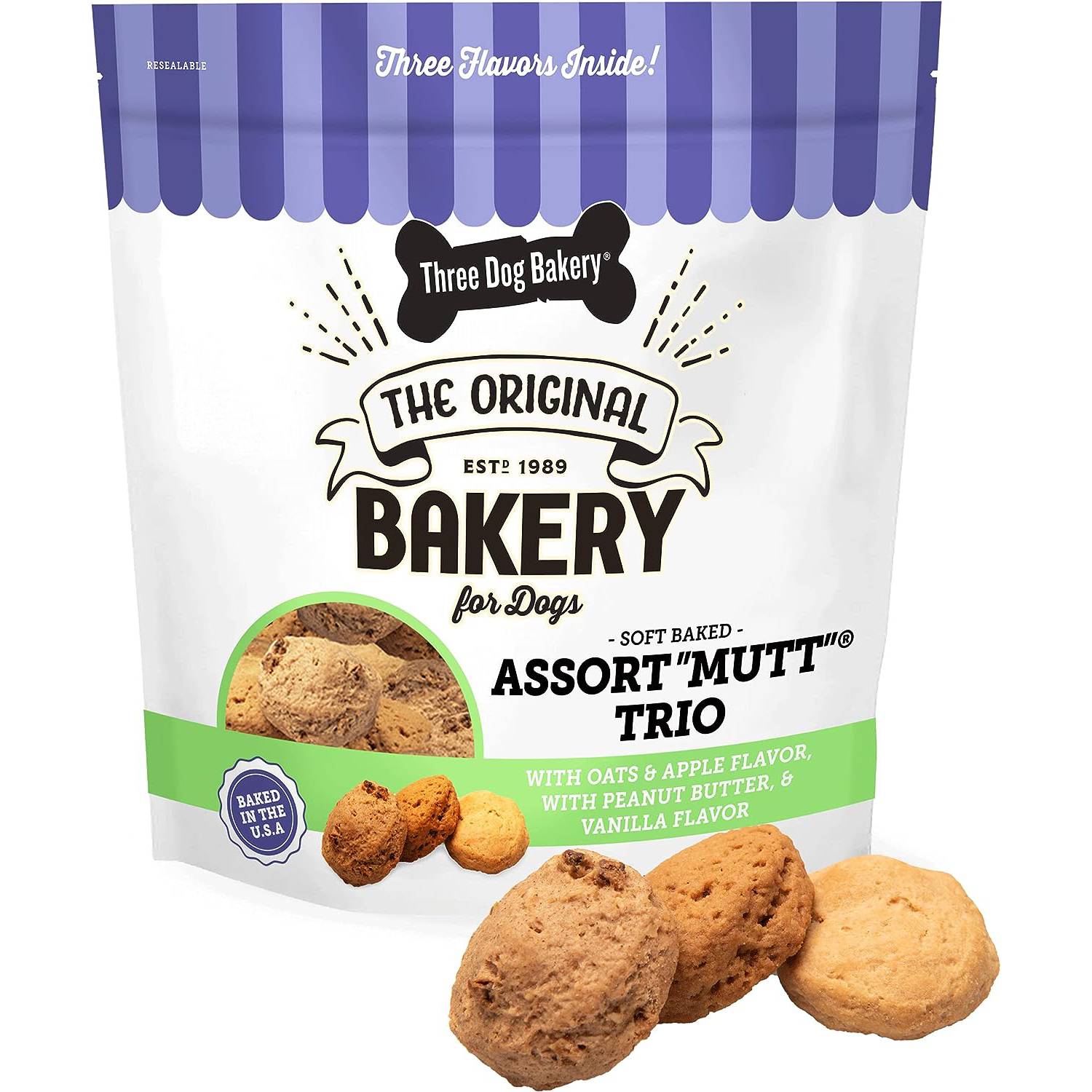 Three Dog Bakery Originální pekárna pro psy Assort Mutt Trio (1)