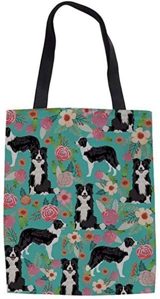 Geanta Tote Canvas Floral Dog-INSTANTARTS-Amazon