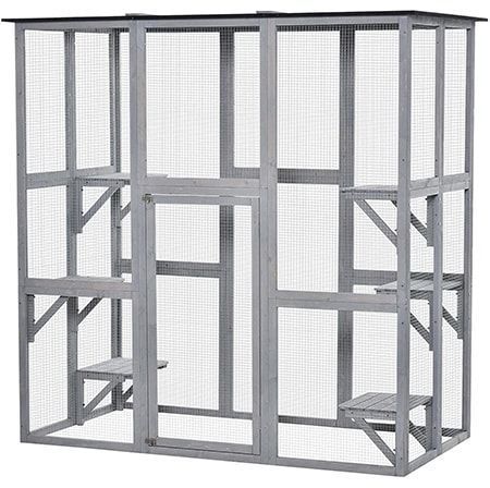 PawHut Großes Catio-Gehege aus Holz für den Außenbereich