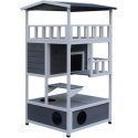 PawHut massief houten kattenappartement