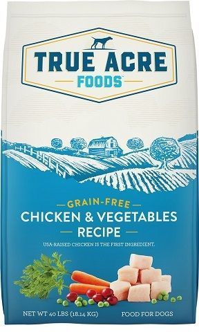 True Acre Foods kylling- og grøntsagsopskrift Kornfrit tørfoder til hunde